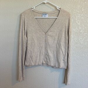 Old Navy Beige Ribbed V-Neck Button Cardigan